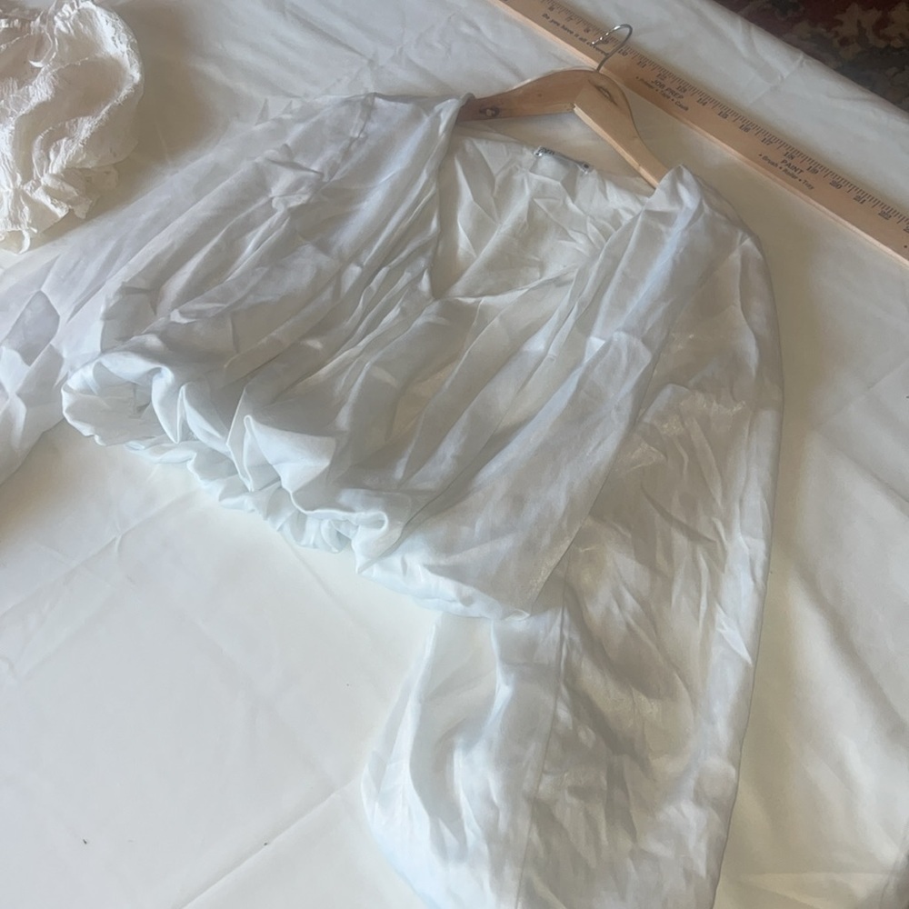 Zara white balloon sleeve crop top, size L - Picture 4 of 12